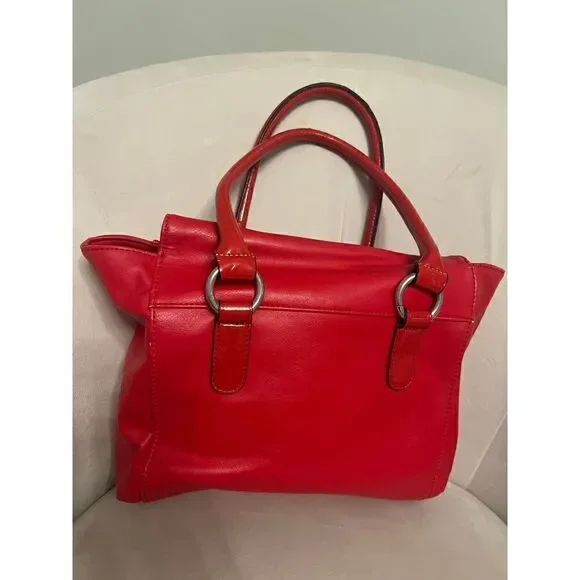 Guess Red Top Handle Bag Purse Floral